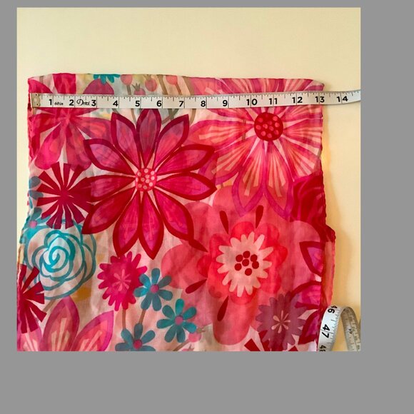 Greenbriar Intl. - Pink floral rectangular scarf, 64 inches x 13 inches - Picture 7 of 8
